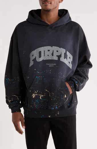 PURPLE BRAND Logo Print Cotton Fleece Hoodie