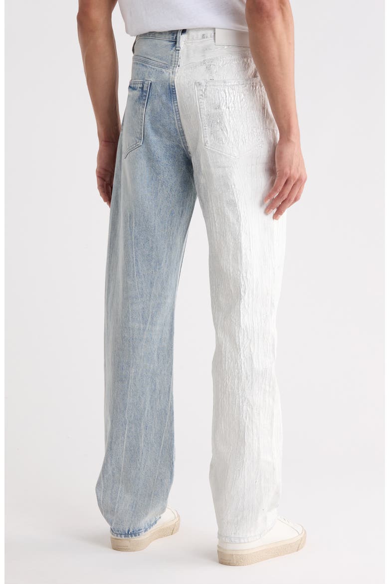 Metallic Crackle High Waist Straight Leg Jeans, Alternate, color, CRACKLE SILVER