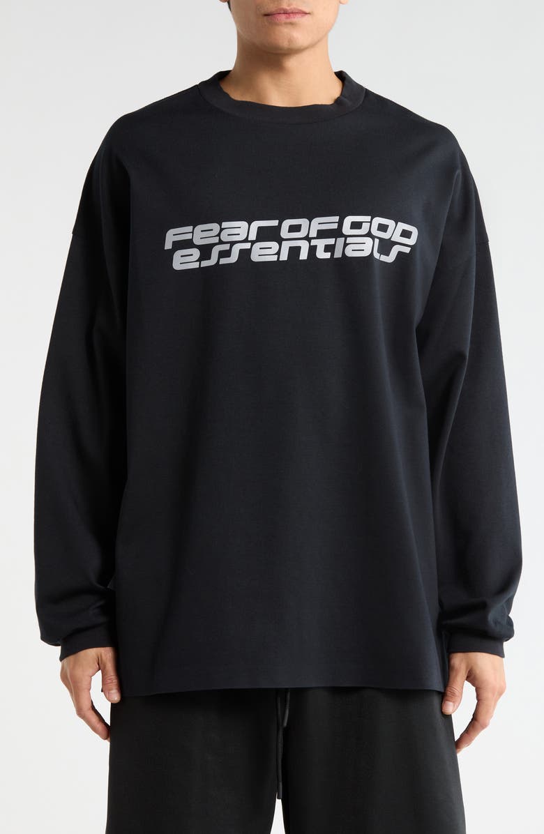 Fear of God Essentials 
90s Logo Long Sleeve Graphic T-Shirt, Main, color, Vintage Black