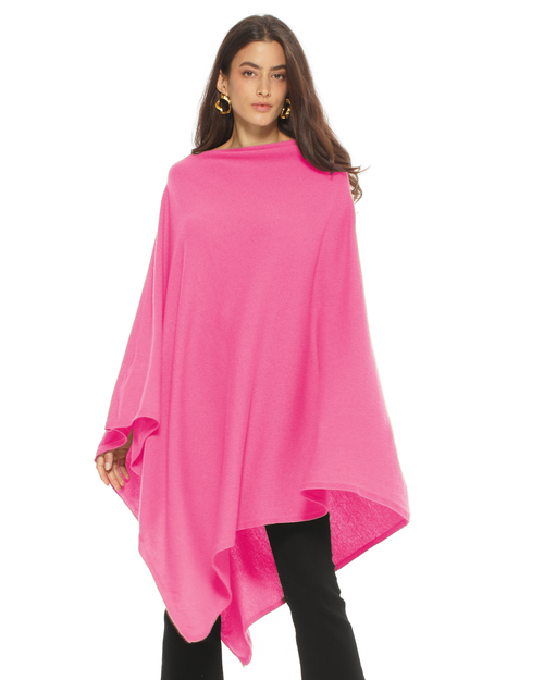 Monticelli Cashmere Pure Cashmere Long Poncho In Pink