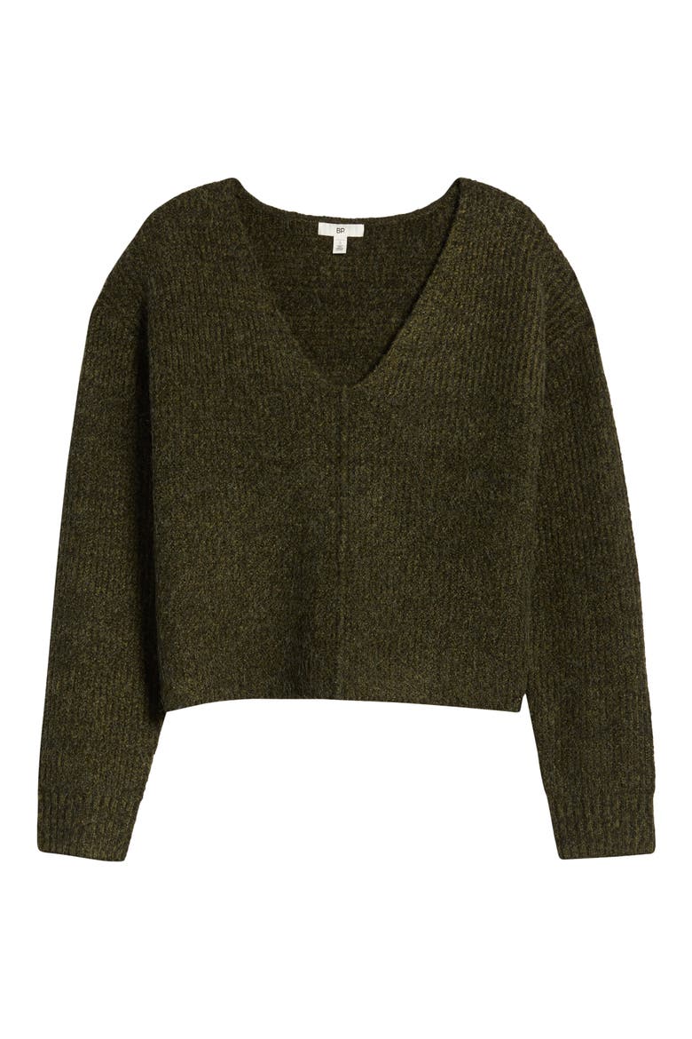 Weekend V-Neck Sweater, Alternate, color, OLIVE NIGHT MARL