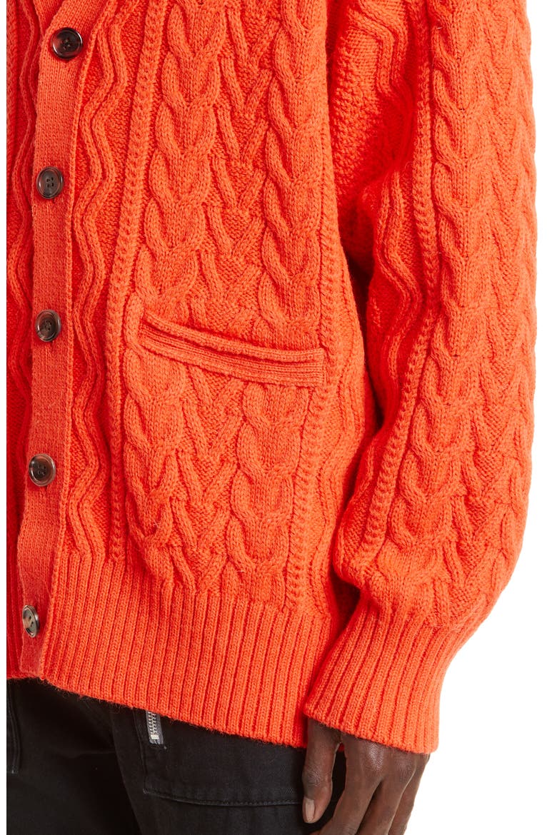 Men's Cable Knit Wool Cardigan, Alternate, color, ORANGE