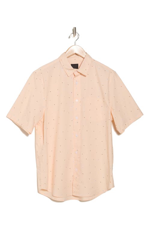 14th & Union Sailboat Print Short Sleeve Cotton Stretch Poplin Button-up Shirt In Beige Simple Sailboats
