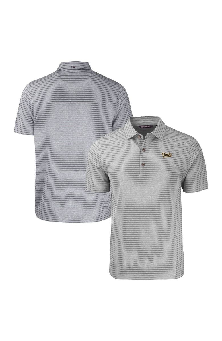 Cutter & Buck Men's Cutter & Buck Heather Gray Vanderbilt Commodores Vault Forge Eco Heathered Stripe Stretch Recycled Polo, Main, color,
