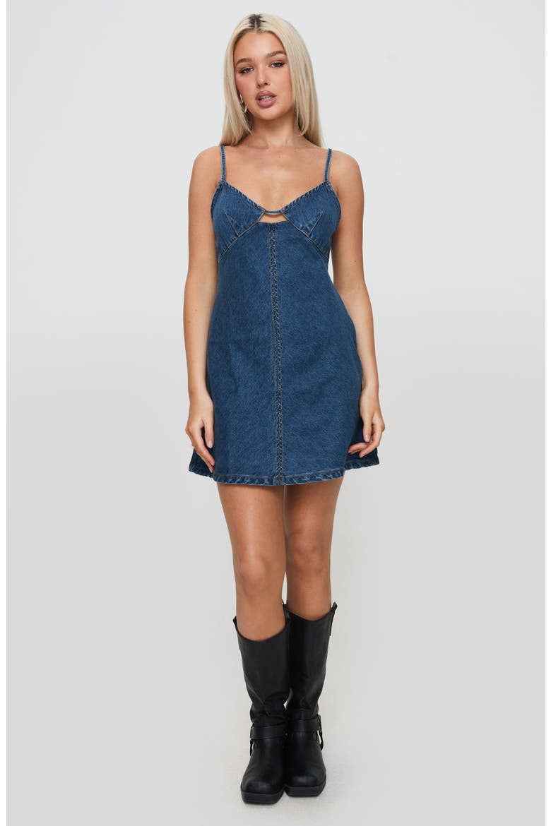 Arwen Sleeveless Denim Minidress, Alternate, color, BLUE