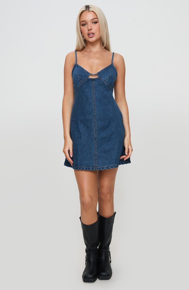Princess Polly Arwen Sleeveless Denim Minidress, Alternate, color, 