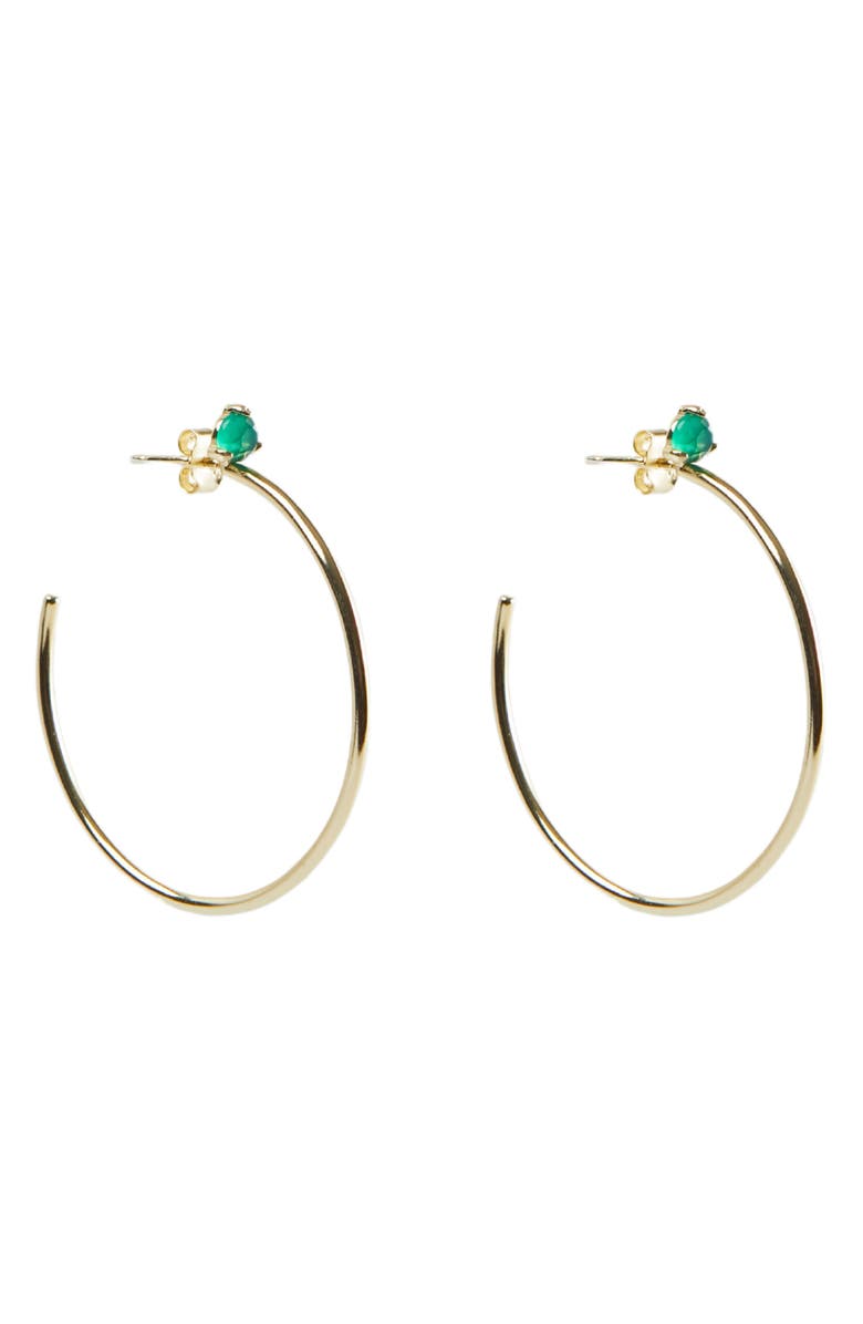 ARGENTO VIVO Semiprecious Stone Hoop Earrings, Main, color, Gold/ Green