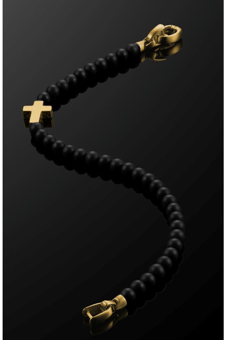 Spiritual Bead Cross Bracelet, Alternate, color, BLACK/ GOLD