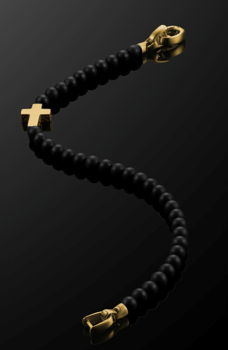 Vincero Spiritual Bead Cross Bracelet, Alternate, color, Black/ Gold