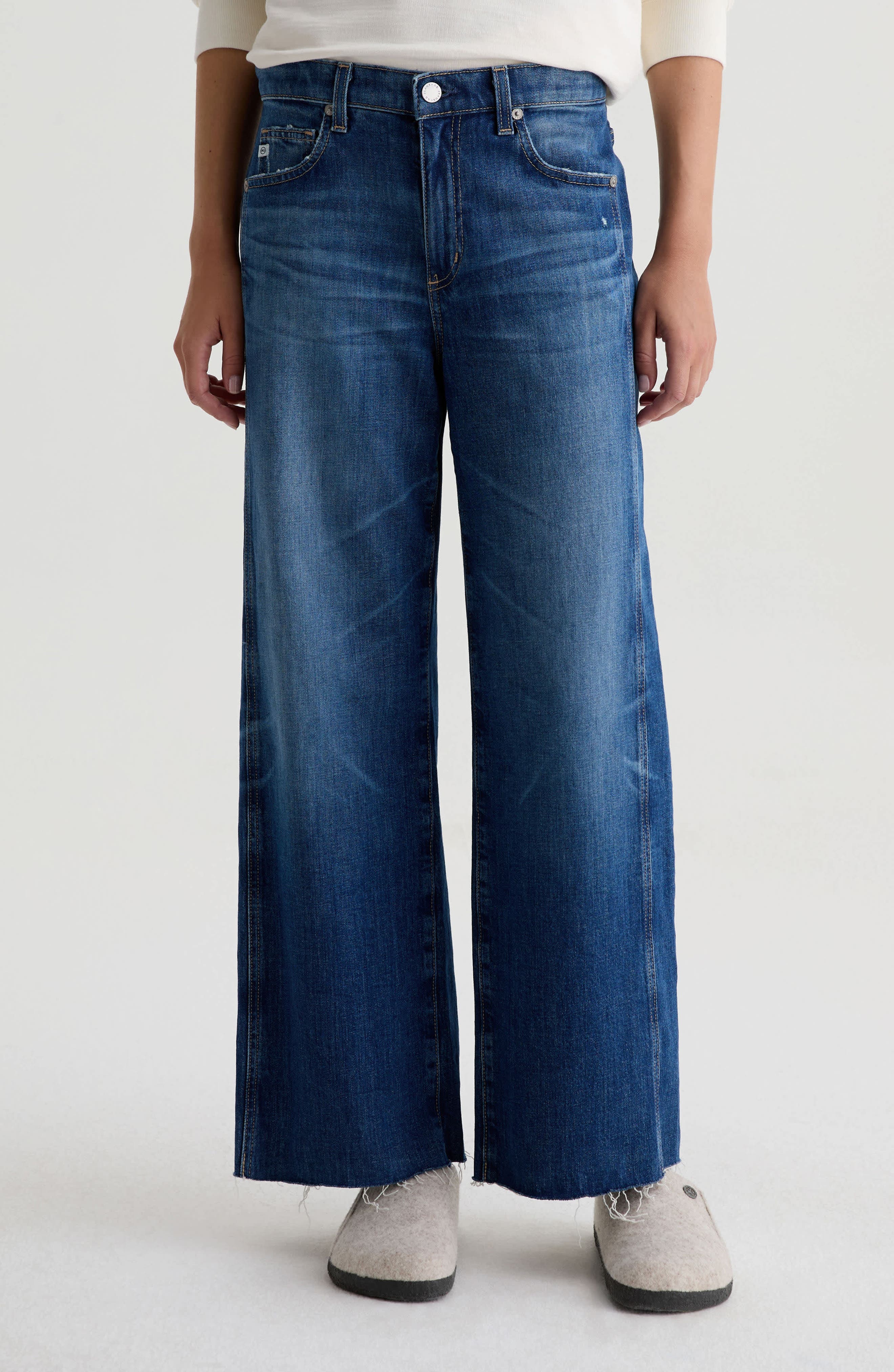 AG Saige Raw Hem Ankle Wide Leg Jeans