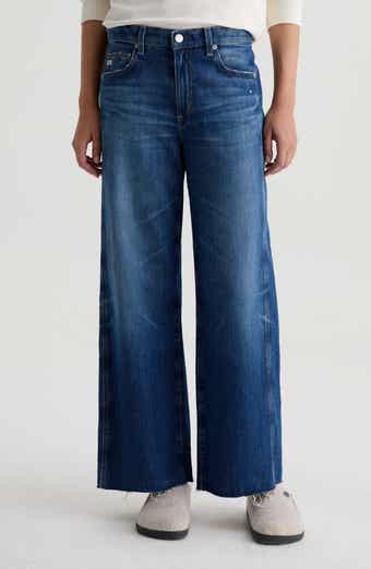 Saige Raw Hem Ankle Wide Leg Jeans