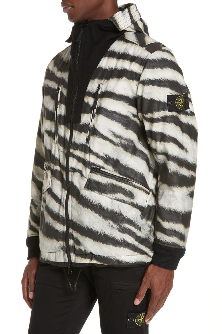 Zebra Print Hooded Jacket, Alternate, color, BEIGE