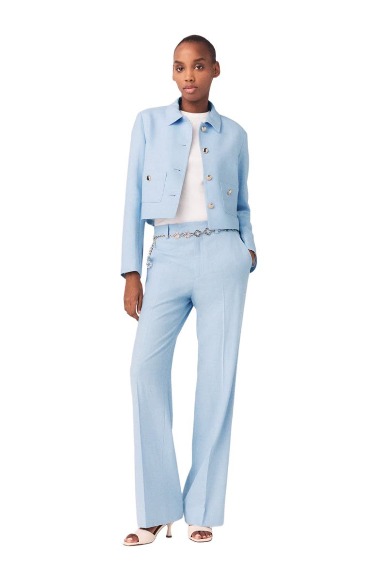 maje Short single-breasted jacket, Alternate, color, Blue Sky