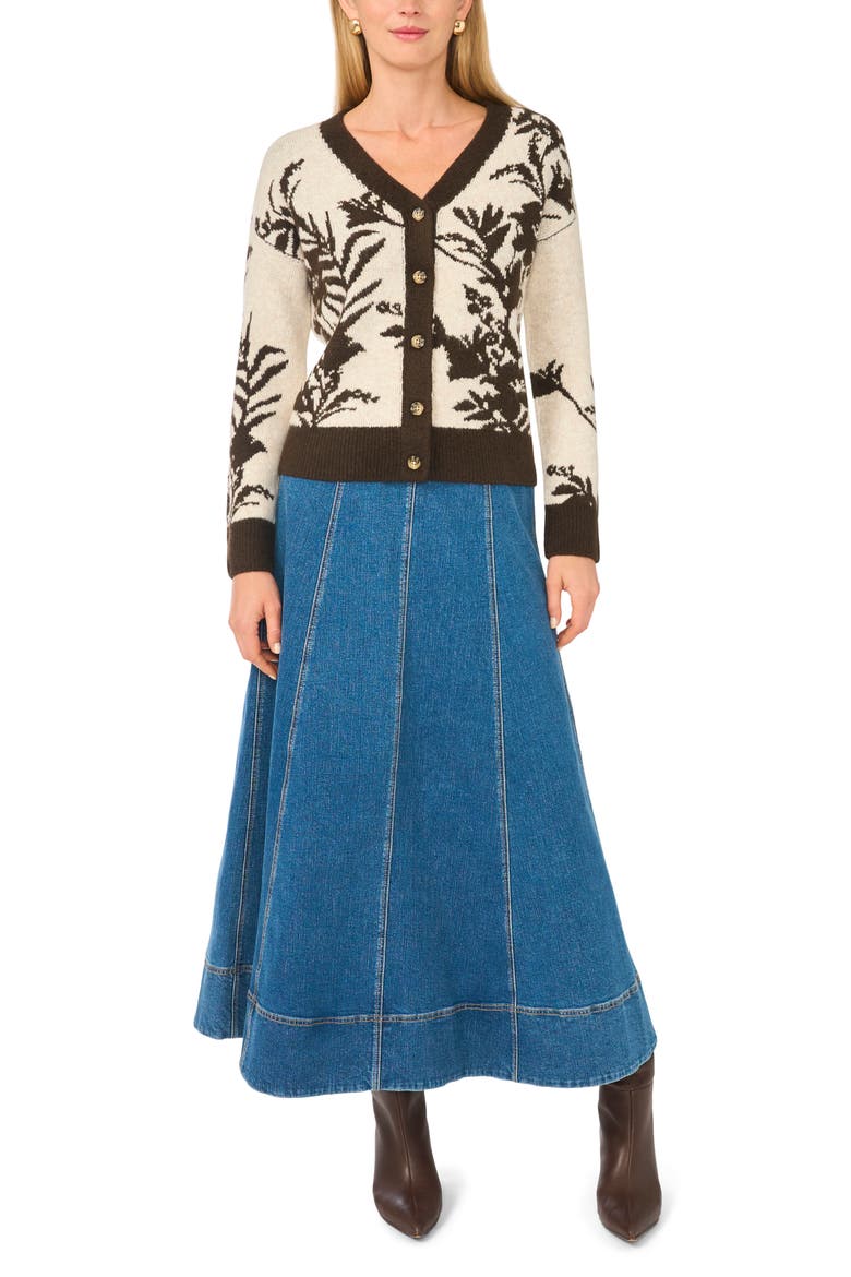 V-Neck Cardigan, Alternate, color, CHOCOLATE