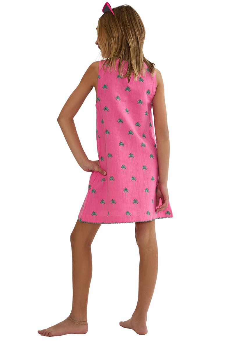 Kids' Little Caprina Palm Print Shift Dress, Alternate, color, FLAMINGO FRONDS