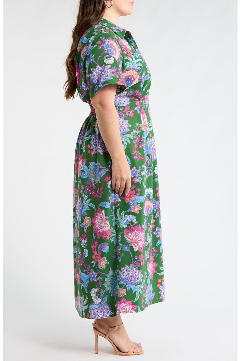 Elara Floral Marisy Collared Shirtdress, Alternate, color, EMERALD-MULTI