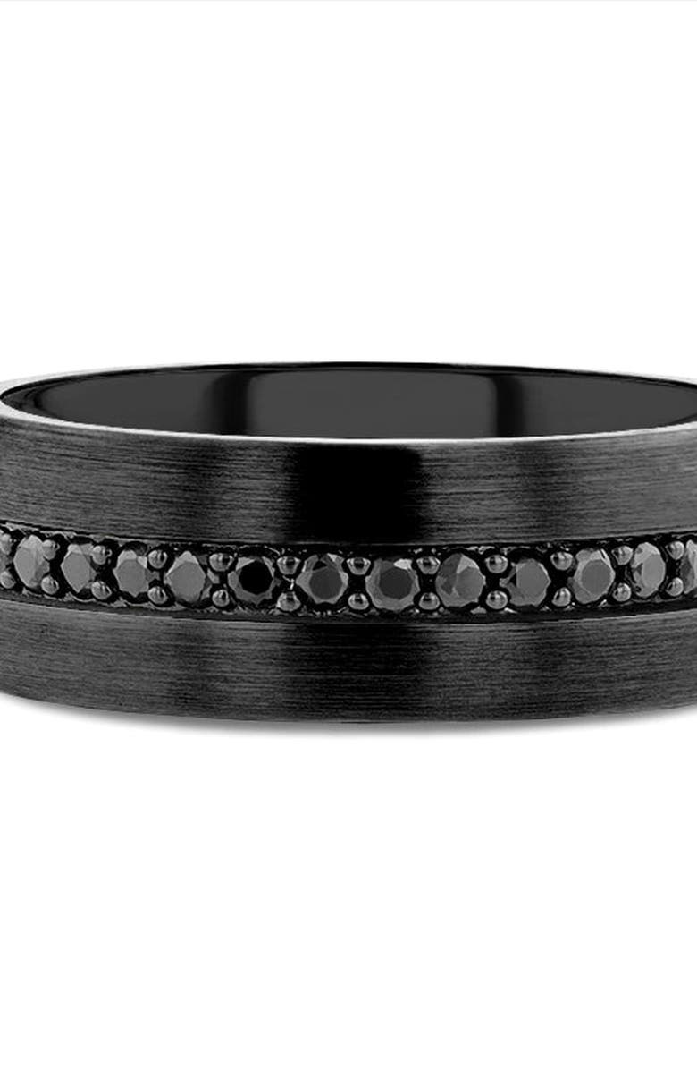 Larson Jewelers Valiant Sapphire Tungsten Ring, Alternate, color, Black