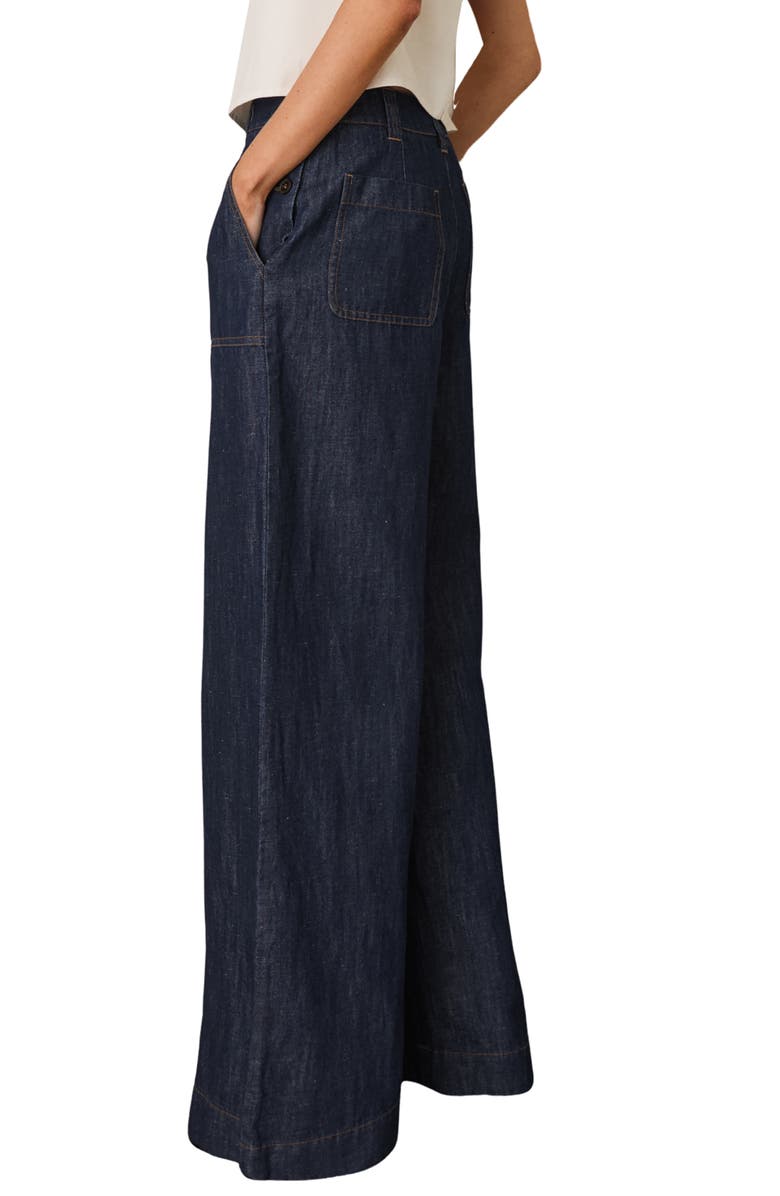 Reiss Ashby Wide Leg Linen & Cotton Pants, Alternate, color, Indigo