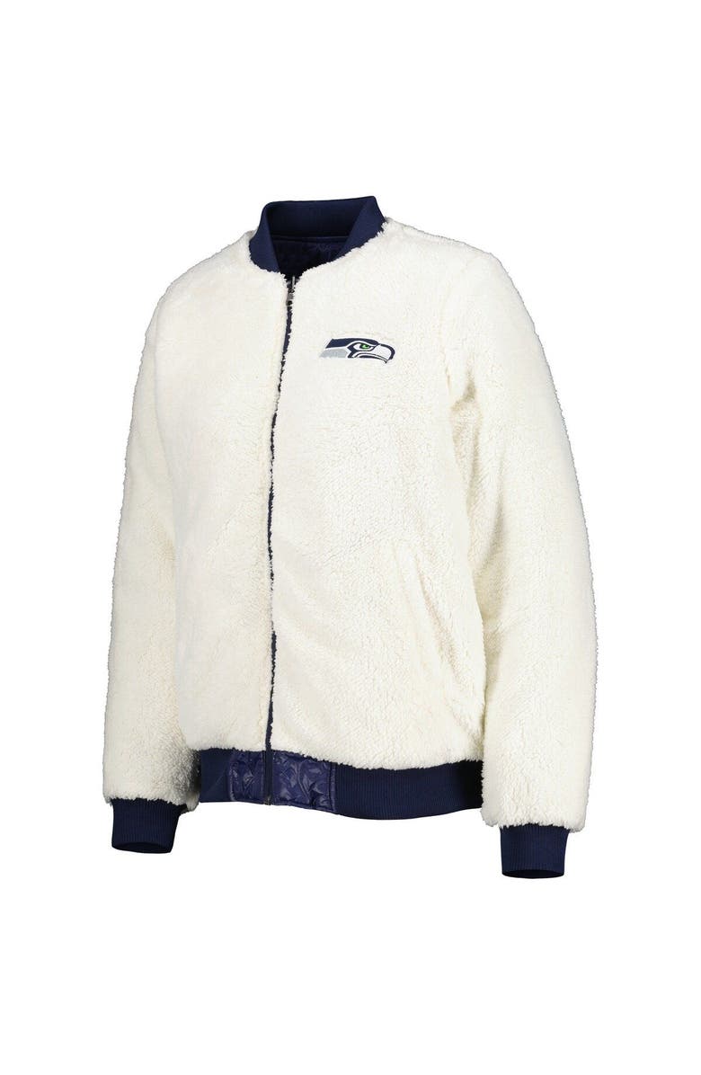 G-III 4HER BY CARL BANKS Women's G-III 4Her by Carl Banks Oatmeal/College Navy Seattle Seahawks Switchback Reversible Full-Zip Jacket, Alternate, color, Oatmeal