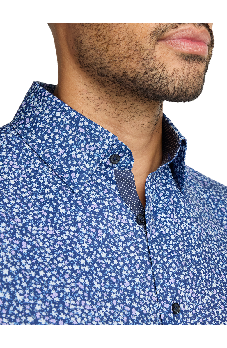 Paul Fredrick Performance Stretch Floral Casual Shirt, Alternate, color, Navy/Purple