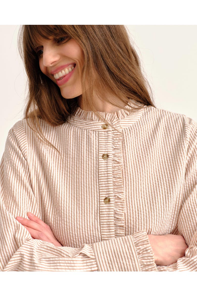 Percy Seersucker Button Up Shirt, Alternate, color, Tan