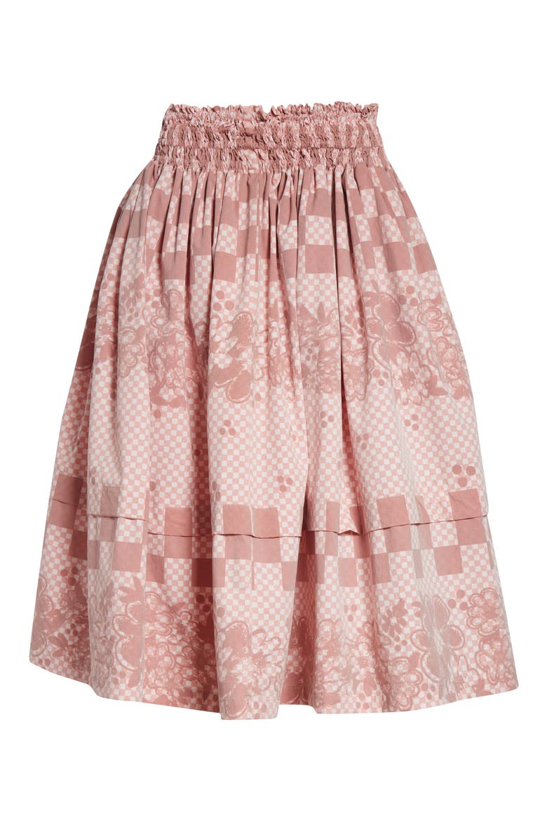Gathered Track A-Line Skirt, Alternate, color, RED/ WHITE