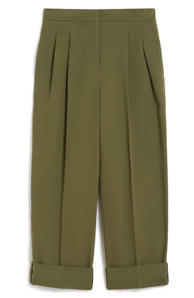 Weekend Max Mara Bronzo Pleated Cuff Pants, Alternate, color, Olive Green