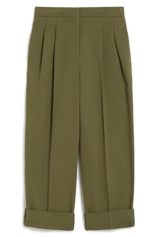 Weekend Max Mara Bronzo Pleated Cuff Pants In Green
