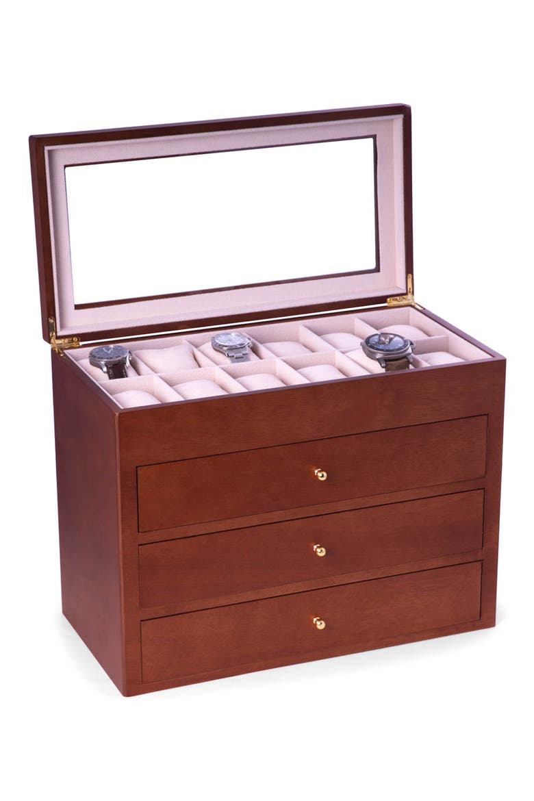 Wood Watch Box, Alternate, color, BROWN