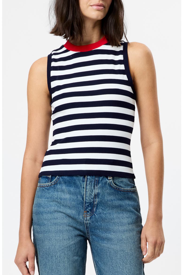 Esmae Stripe Rib Sleeveless Top, Main, color, MARINE-WHITE