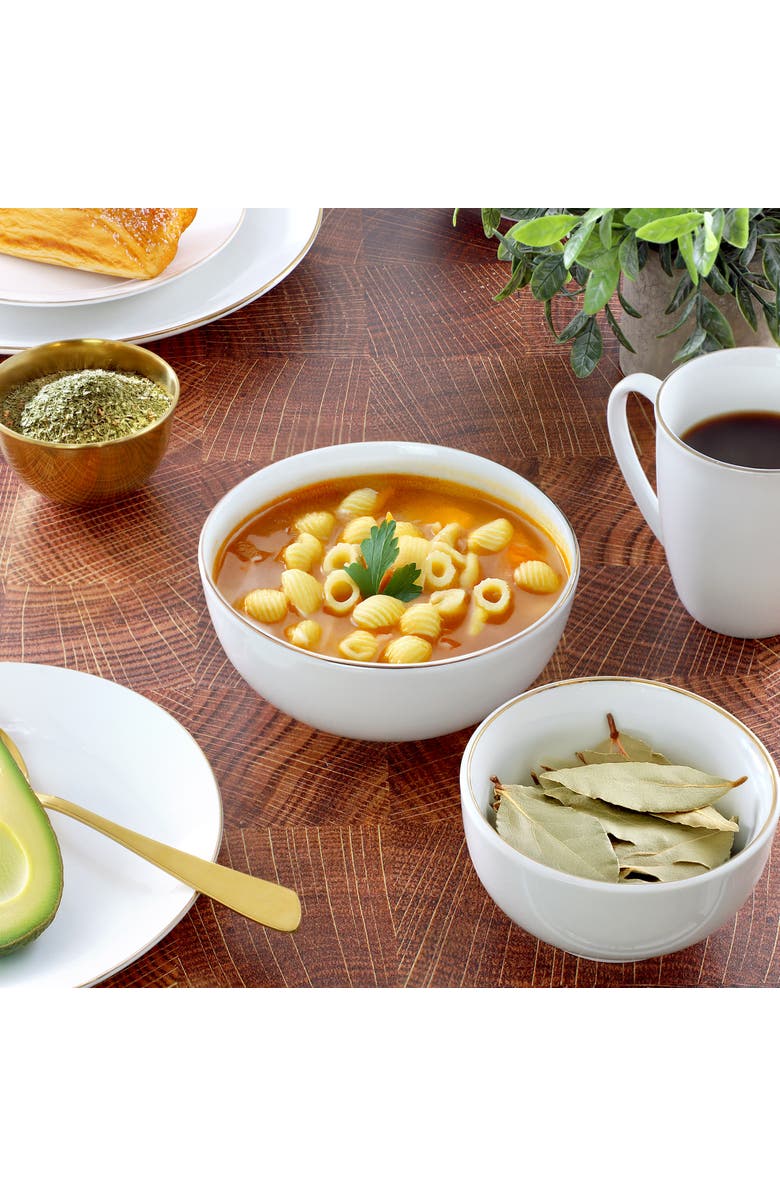 Gibson Home Ogalla 30 Piece Gold Banded Fine Ceramic Dinnerware Set, Alternate, color, White