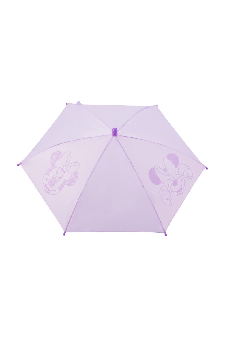 Girls' Minnie Mouse Lilac Umbrella with Bow Tie Wrap, Alternate, color, LILAC
