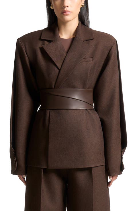 Marie Twist Sleeve Tailored Blazer with Belt