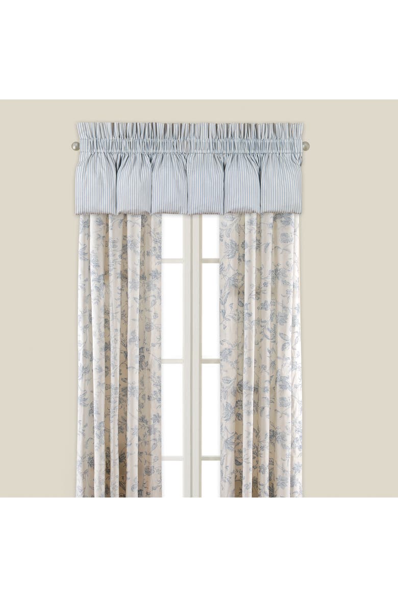 Blue Toile Floral Cotton Window Curtain Drapery Single Panel Décor Decoration, Main, color, Blue