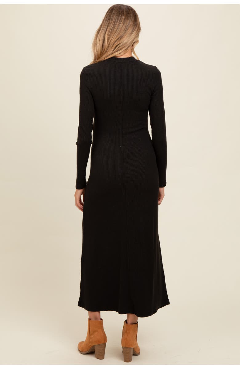 PinkBlush Ribbed Knit Side Slit Midi Dress, Alternate, color, Black