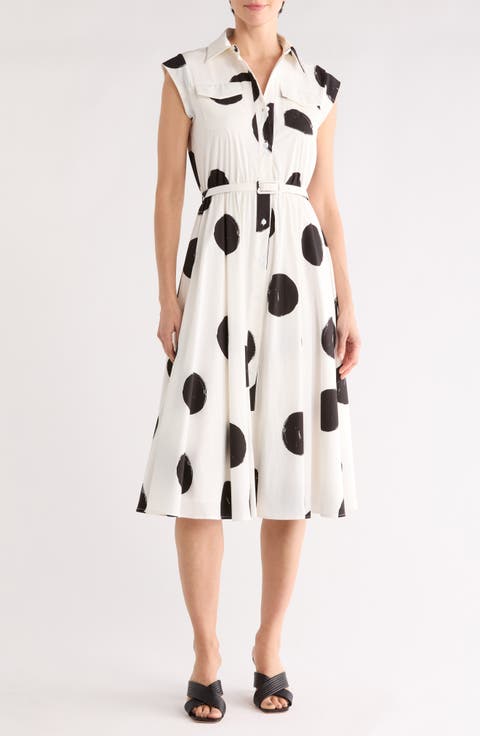 Polka Dot Sleeveless Fit & Flare Dress
