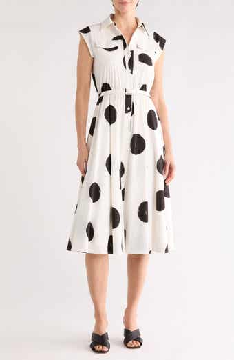 T Tahari Polka Dot Sleeveless Fit & Flare Dress