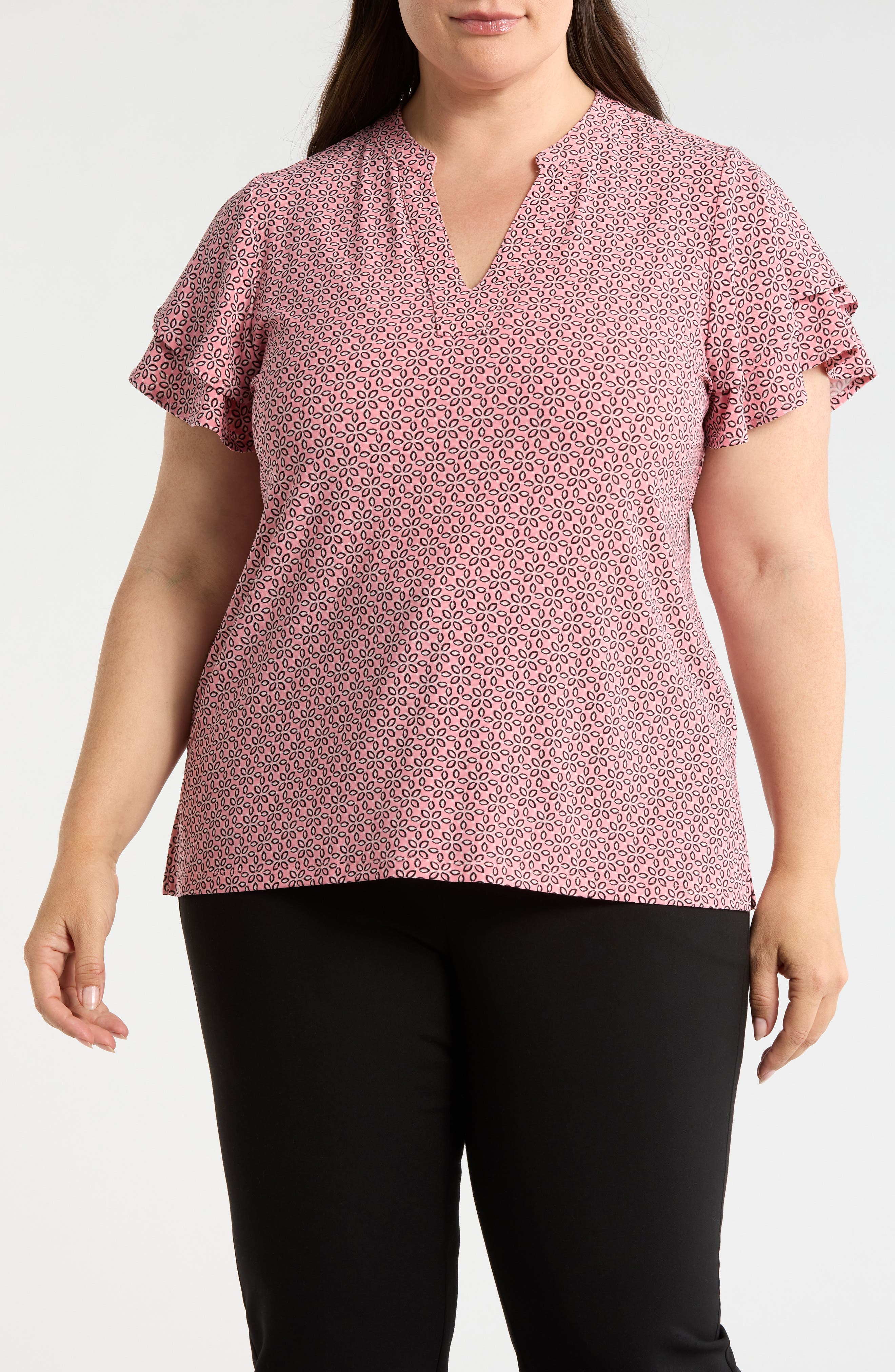 Print Flutter Sleeve Top