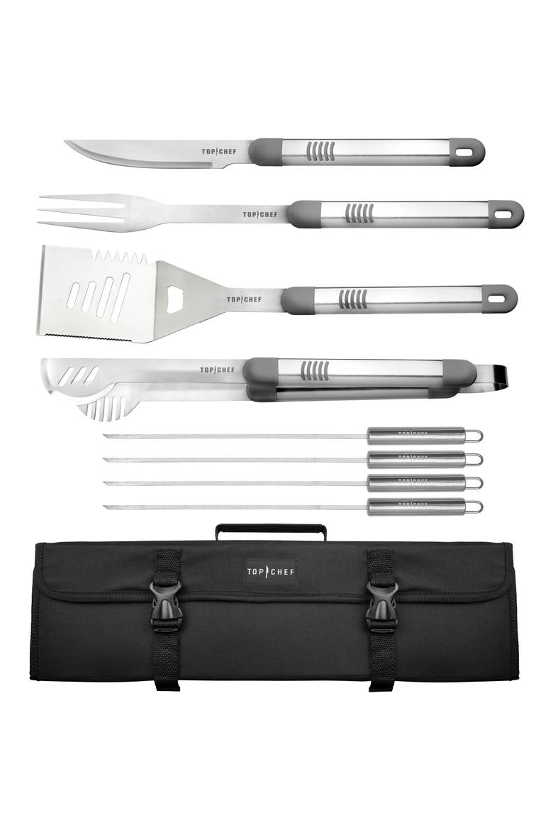 Barbecue Tool Set with Nylon Case, Main, color, GREY