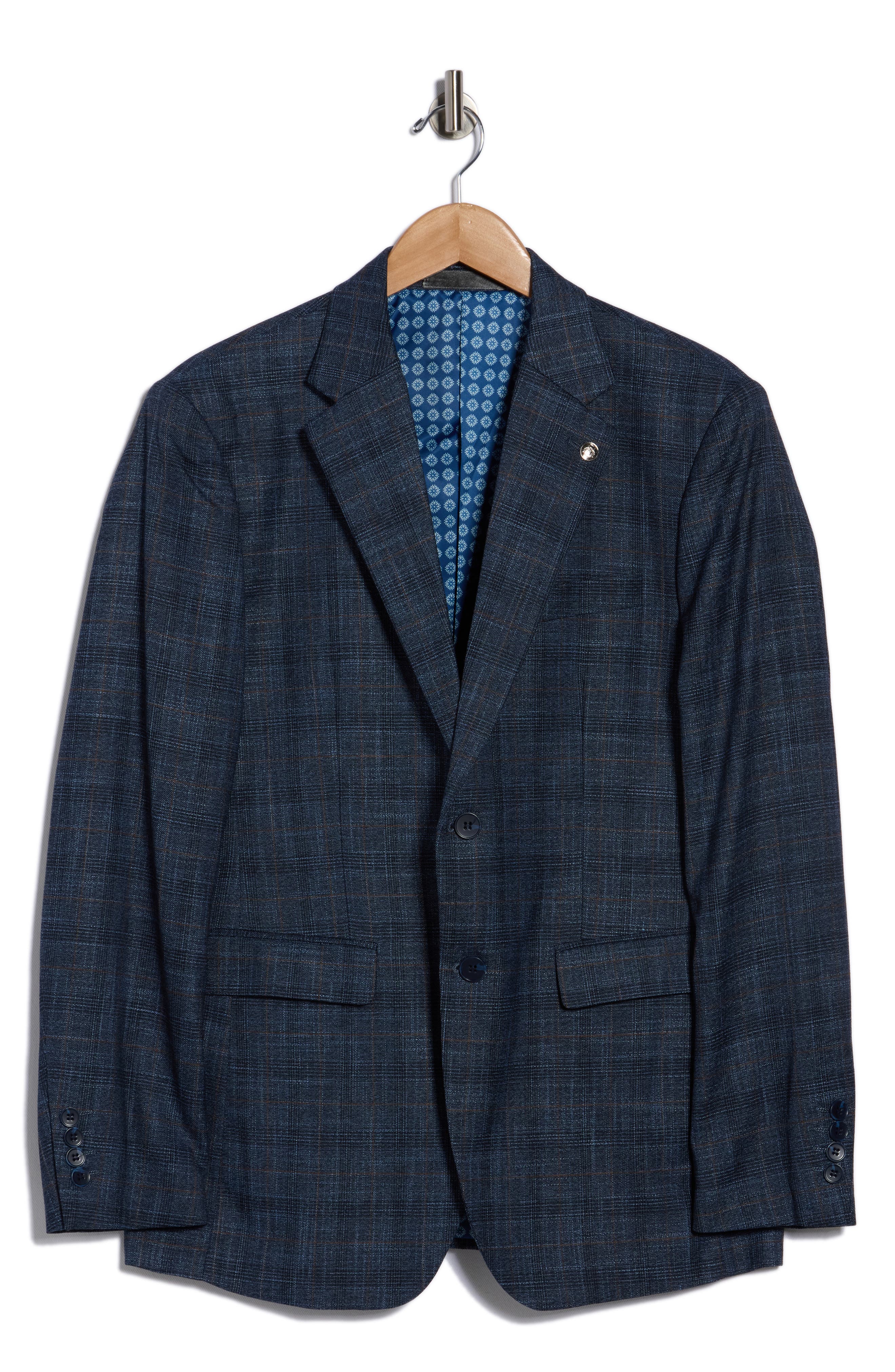 T.R. PREMIUM Slim Fit Plaid Stretch Sport Coat