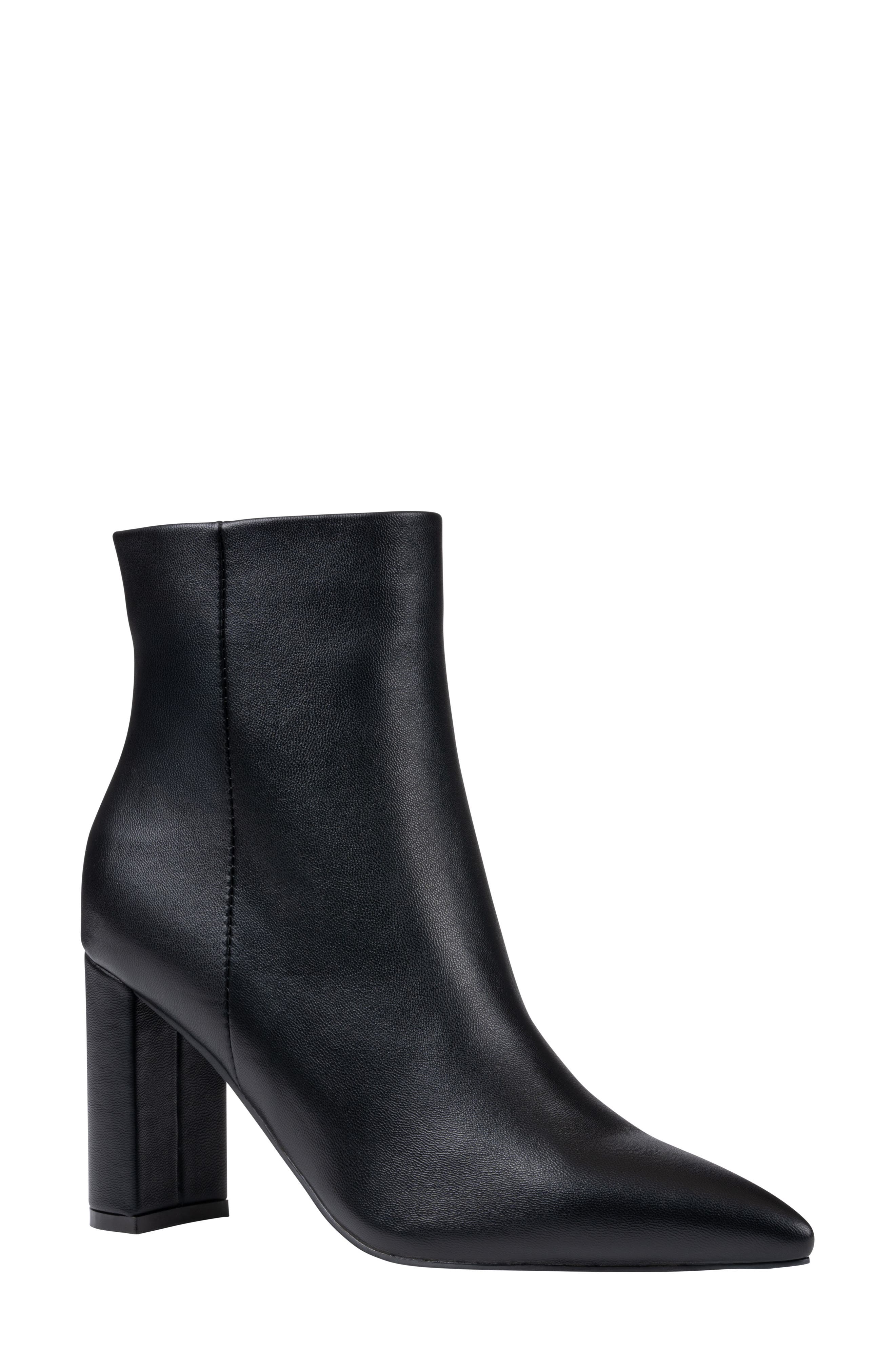 Hadley Faux Leather Pointed Toe Bootie, Main, color, BLACK