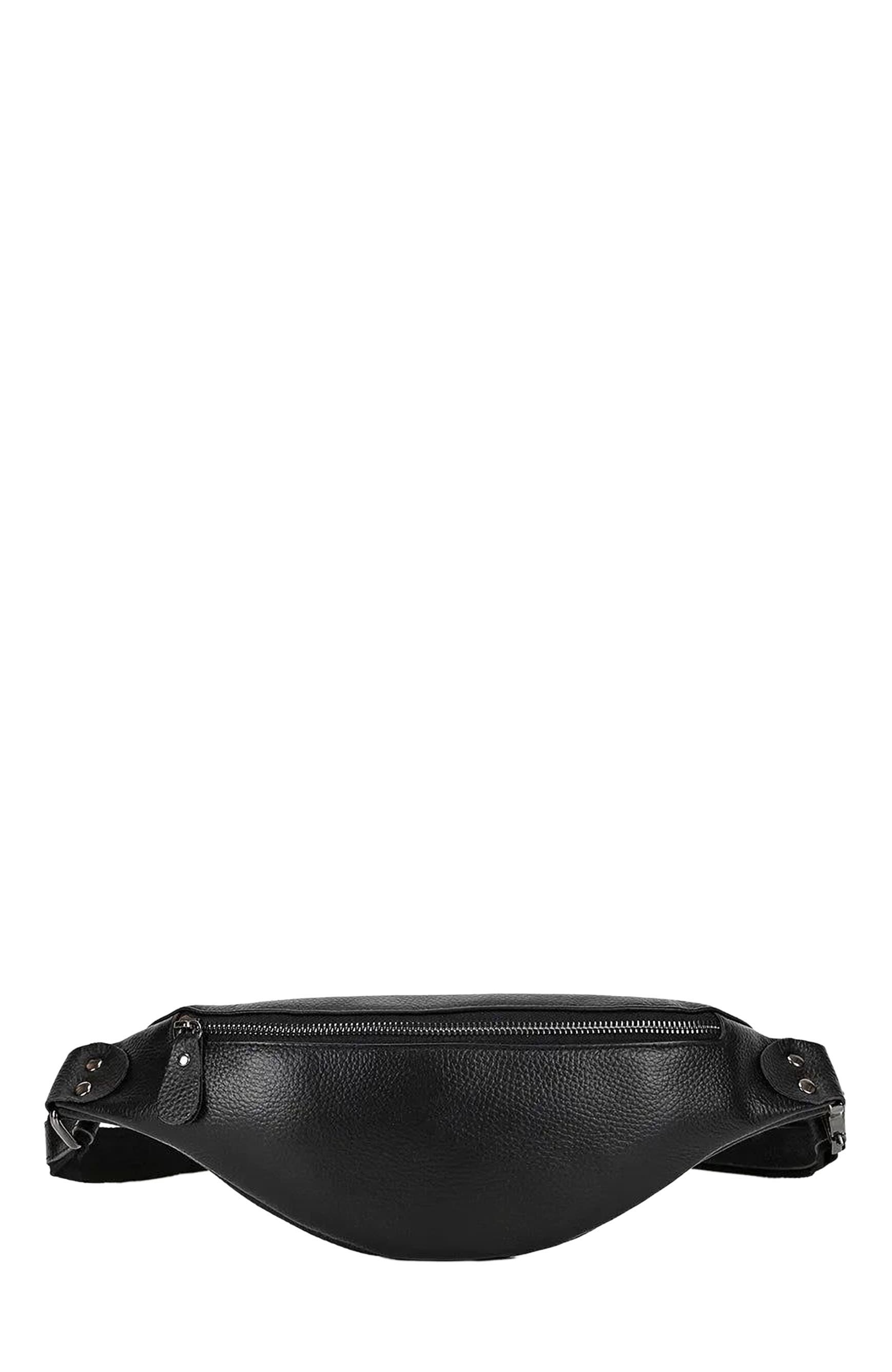 STEEL HORSE LEATHER The Walcott Leather Waist Bag | Black Leather Fanny Pack, Alternate, color, Black