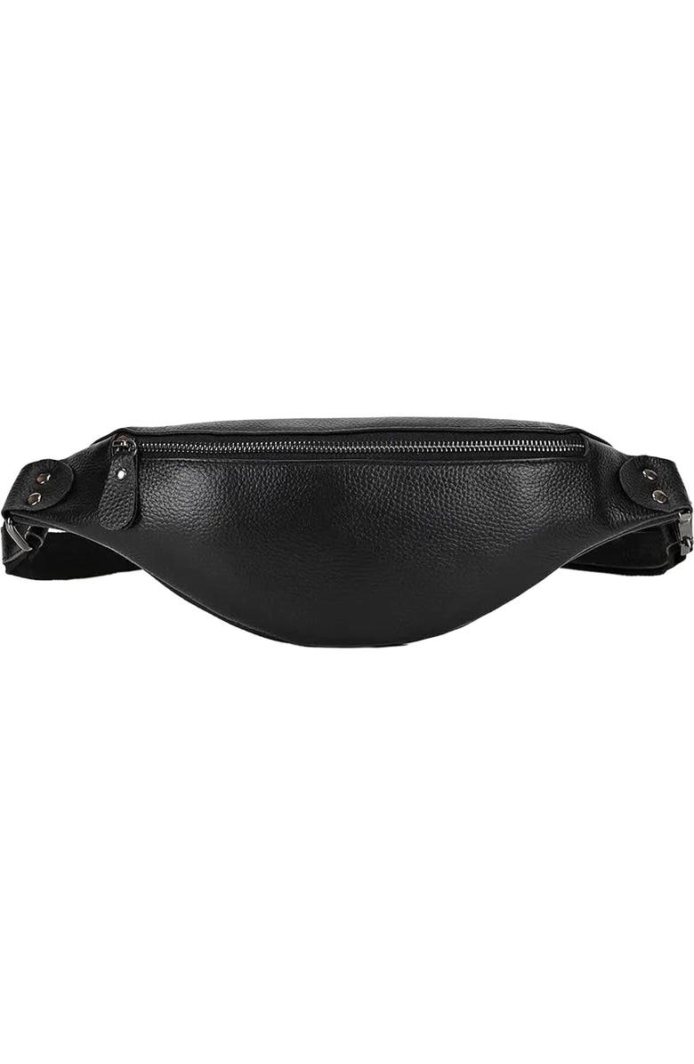 STEEL HORSE LEATHER The Walcott Leather Waist Bag | Black Leather Fanny Pack, Alternate, color, Black