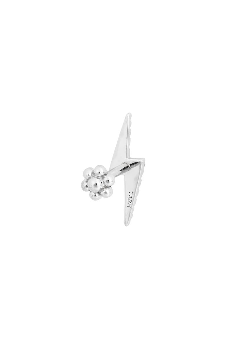 Diamond Lightning Bolt Single Stud Earring, Alternate, color, WHITE GOLD