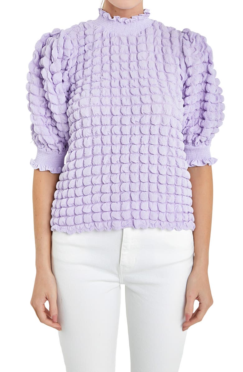 English Factory Textured Mock Neck Top, Alternate, color, Lavender