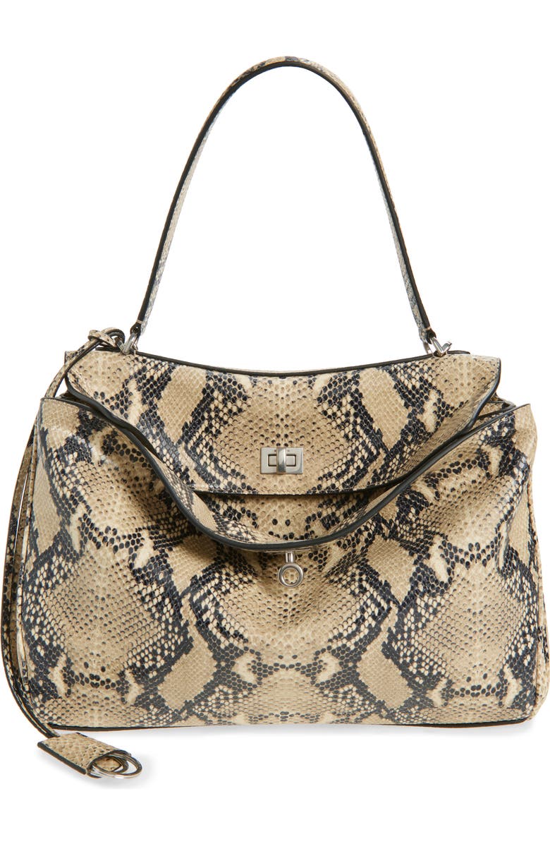Balenciaga Medium Rodeo Python Print Leather Top Handle Bag, Main, color, Natural