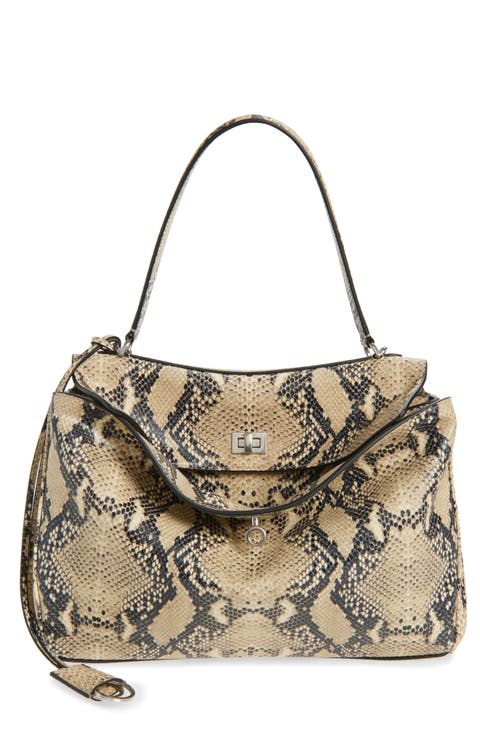 Medium Rodeo Python Print Leather Top Handle Bag
