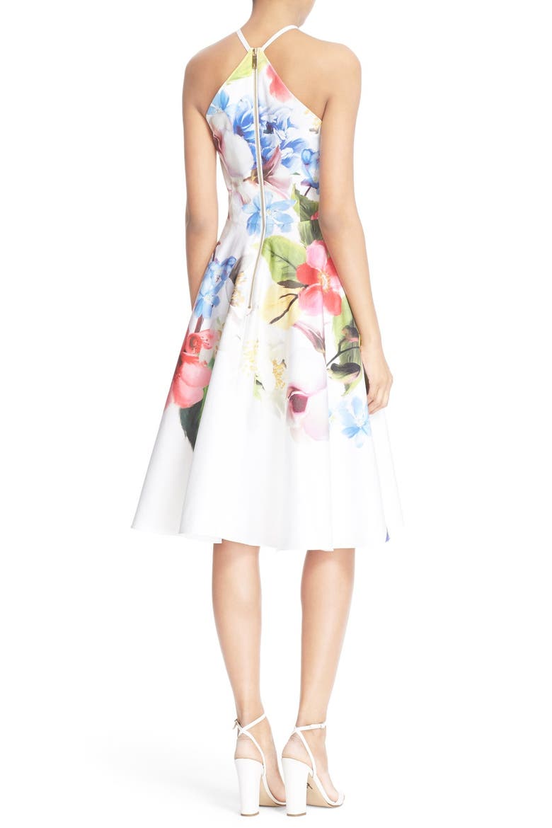 'Corpina' Floral Print Fit & Flare Dress, Alternate, color, WHITE
