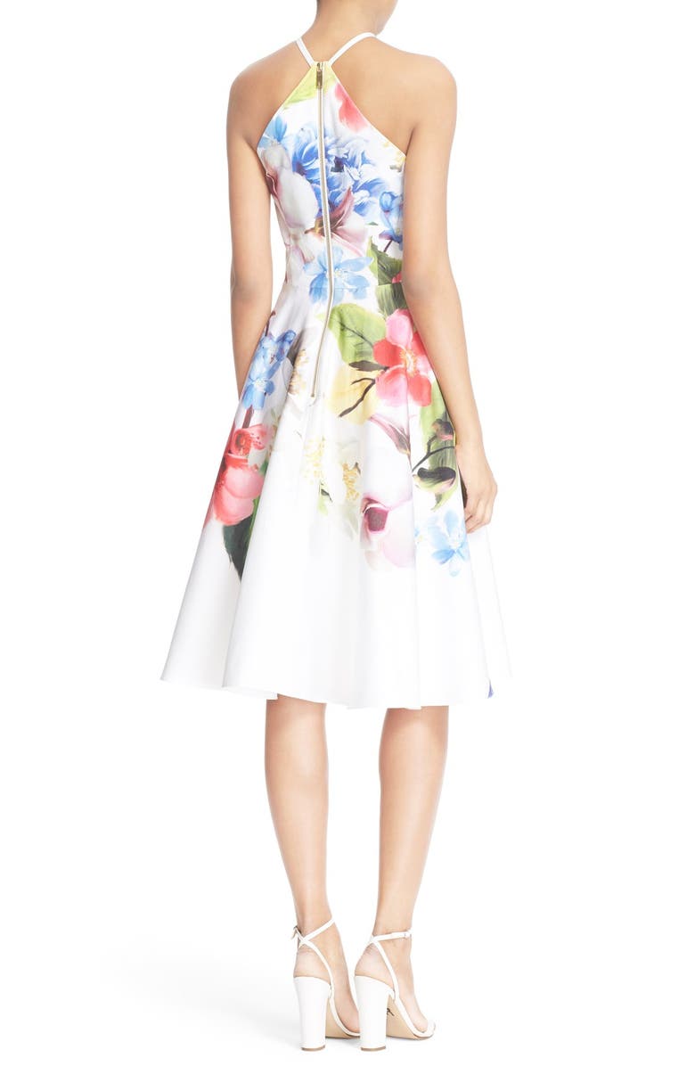Ted Baker London 'Corpina' Floral Print Fit & Flare Dress, Alternate, color, 