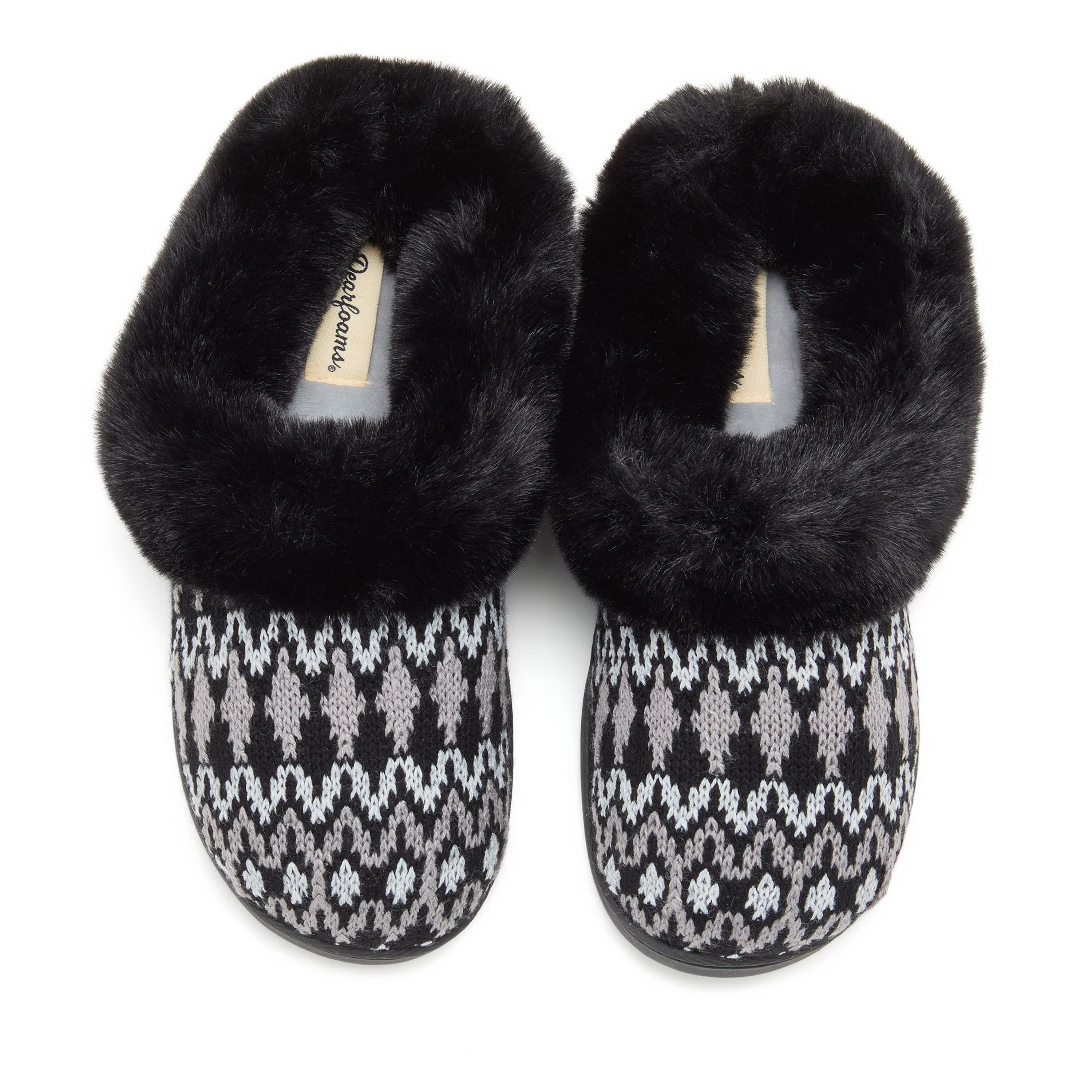 DEARFOAMS Hannah Festive Knit Clog Slipper, Alternate, color, Black Combo